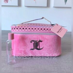 JUICY COUTURE Makeup Bag Travel Train Case - Pink Hearts